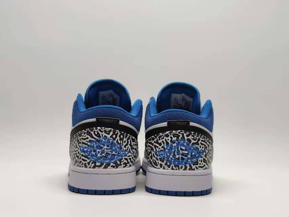 Low Top Sneakers, Blue White Colorway, Cracked Pattern, Lace Up Design, Casual Gift for Sneaker Fans