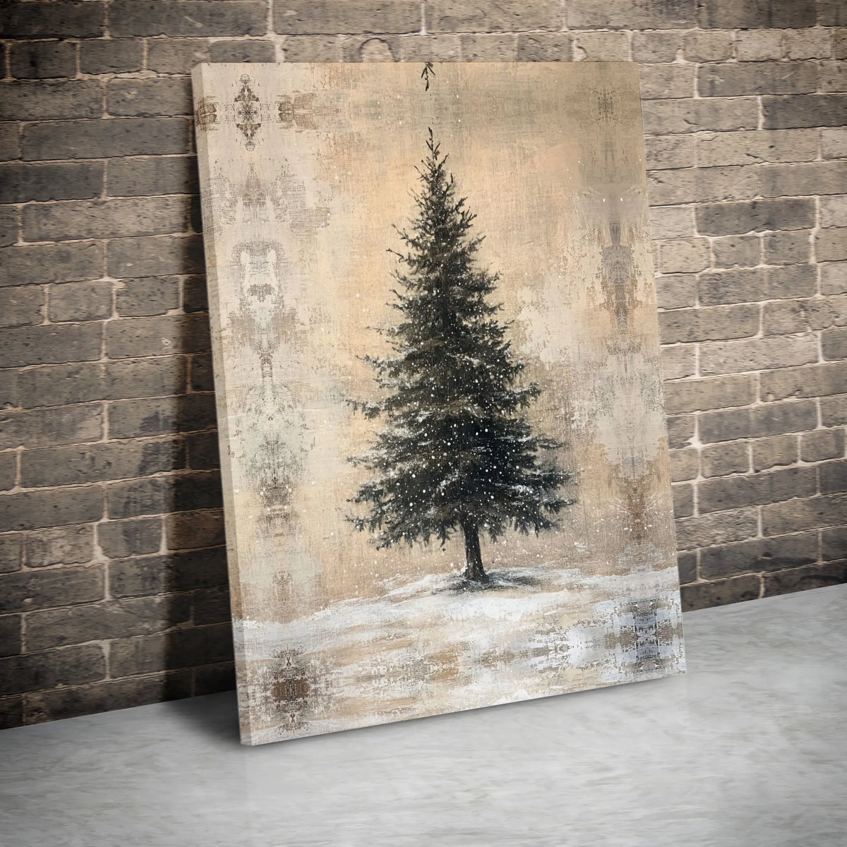 Rustic Winter Landscape Wall Art, Snowy Pine Tree Canvas Print, Christmas Tree Poster, Farmhouse Holiday Decor, Digital Downl