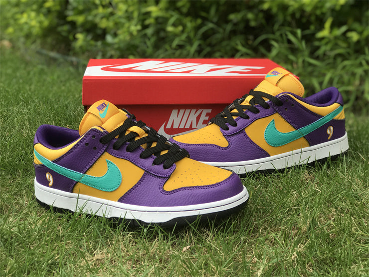 Low Top Sneakers, Purple Yellow Colorway, Lace Up Design, Casual Gift for Sneaker Fans