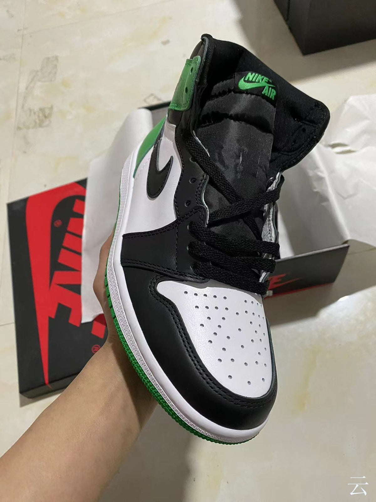 Retro High Top Sneakers, White Black Green Colorway, Lace Up Design, Casual Gift for Sneaker Fans