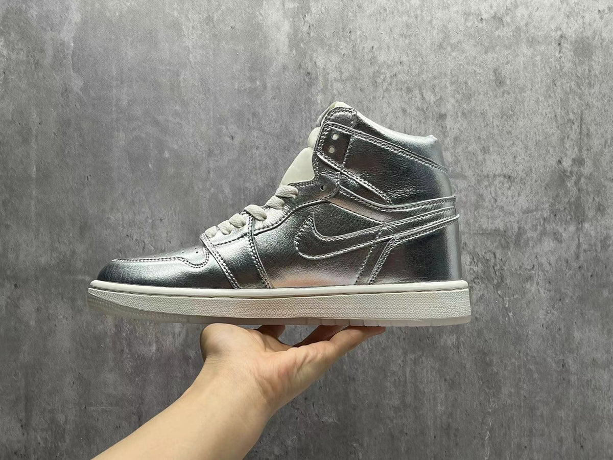 High Top Sneakers, Silver Colorway, Lace Up Design, Casual Gift for Sneaker Fans