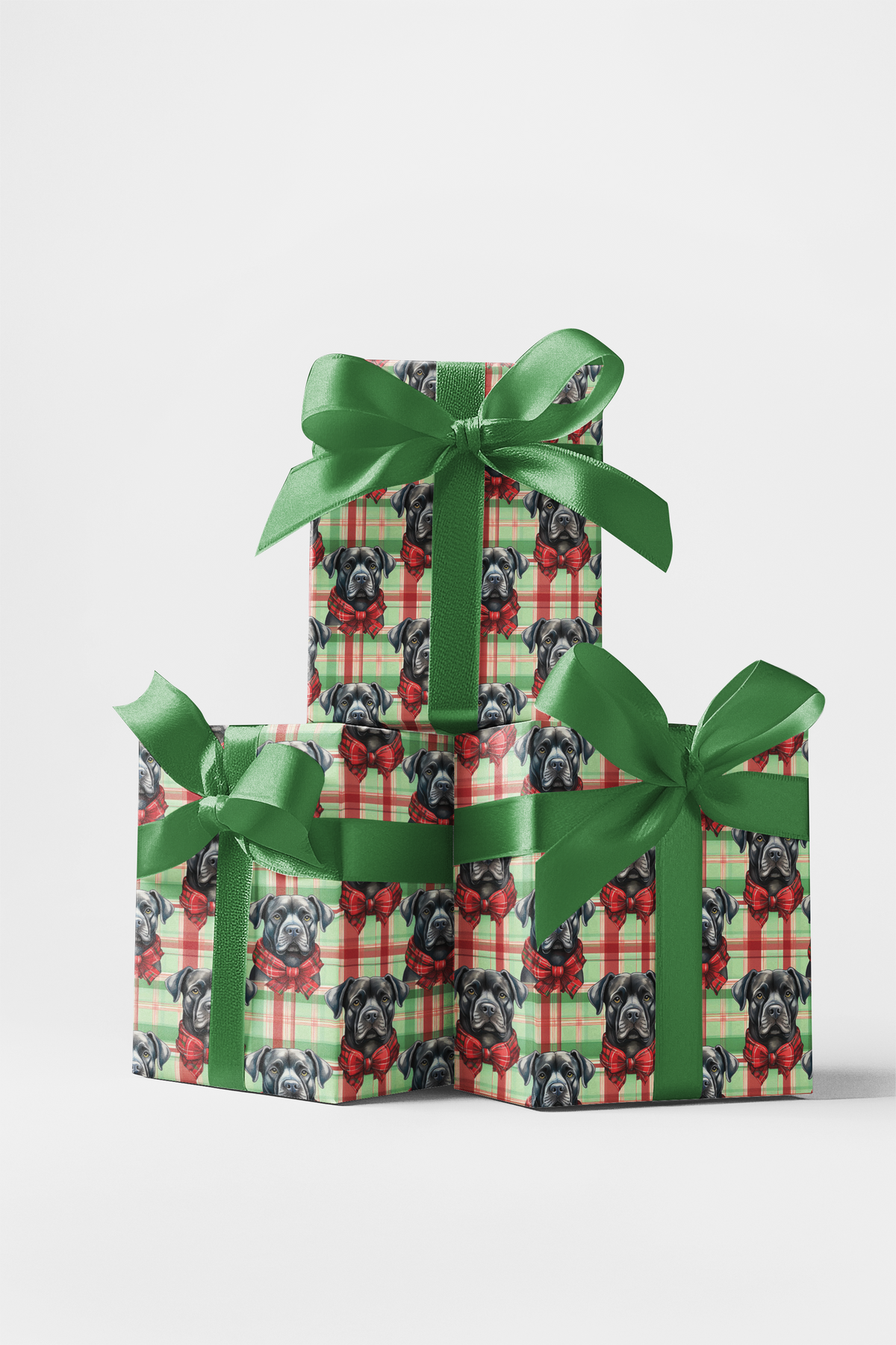 Plaid Dog Gift Wrap, Cane Corso Christmas Wrapping Paper, Festive Puppy Present Wrap, Holiday Cane Corso Lover Present Packag