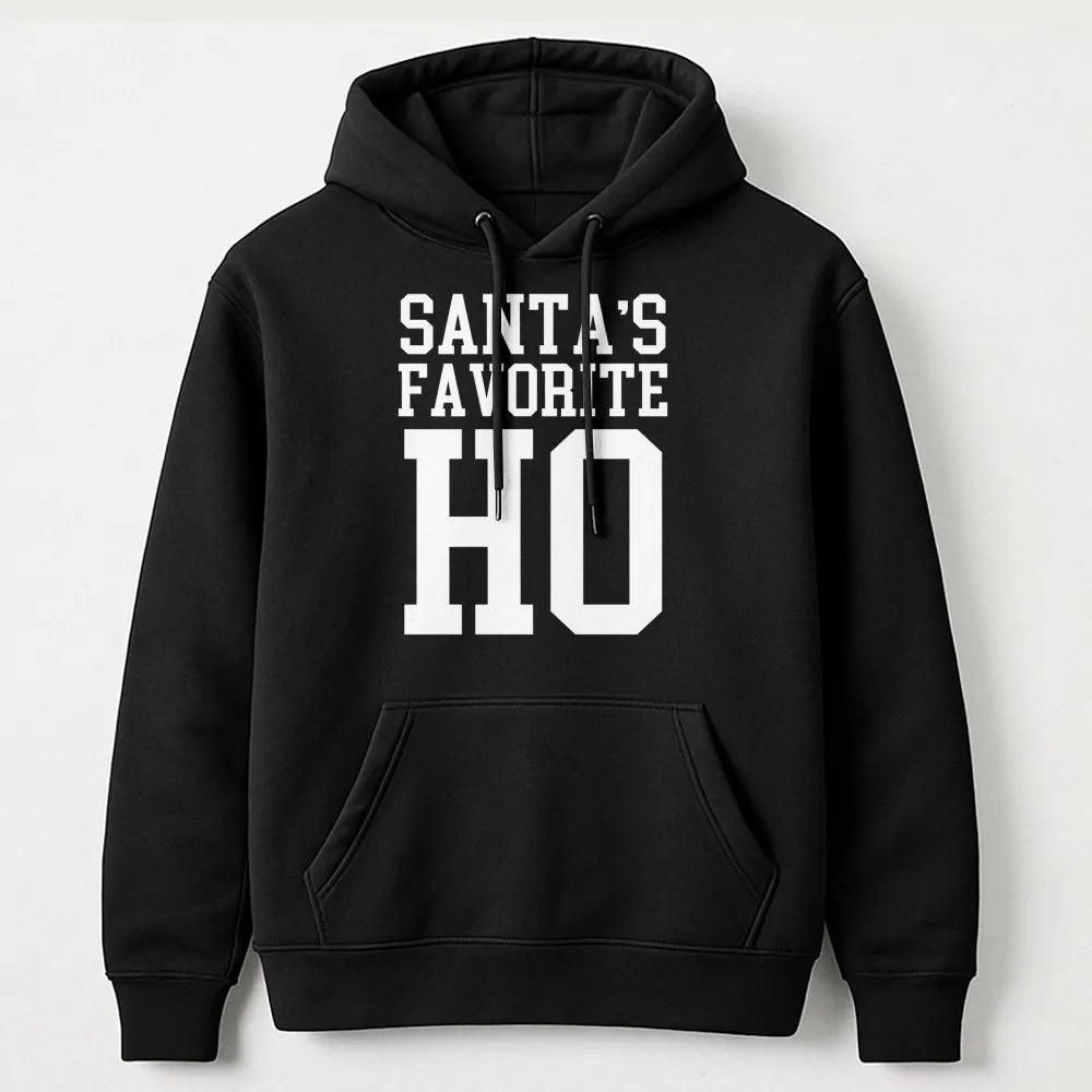 Humorous Christmas Party Hoodie, Santa's Favorite Ho Hoodie, Sassy Holiday Hooded Sweatshirt, Retro Xmas Hoodie, Sassy Holida
