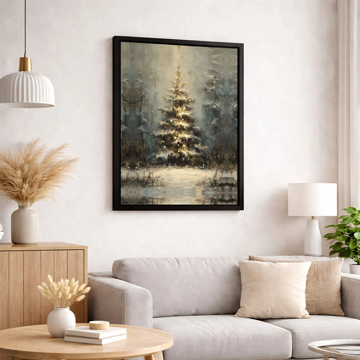 Impressionist Winter Forest Canvas Print, Christmas Tree Canvas Wall Art, Snowy Landscape Canvas Art, Holiday Season Wall Dec