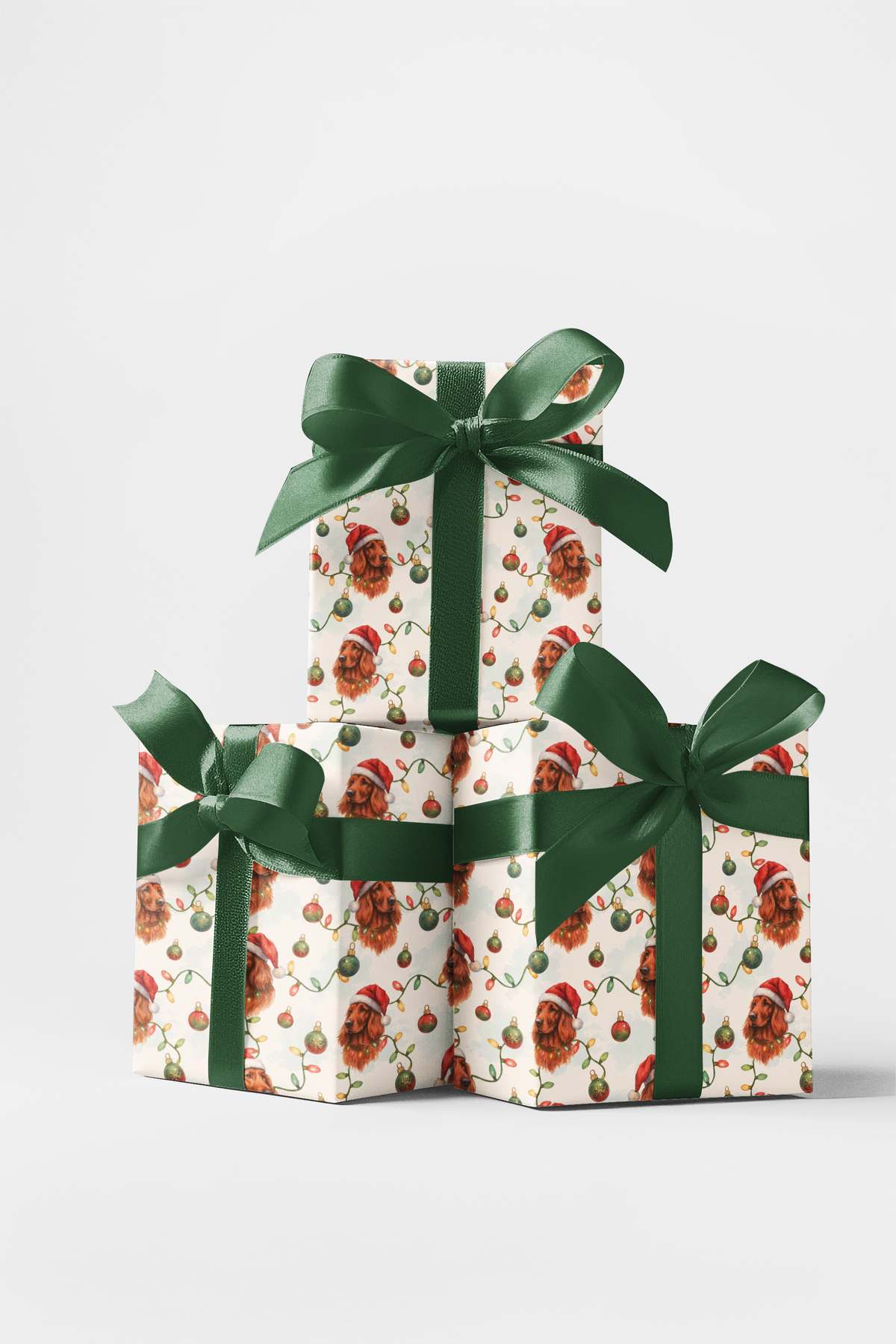 Irish Setter Holiday Gift Wrap, Irish Setter Christmas Wrapping Paper, Festive Santa Dog Wrapping Paper, Dog Lover Xmas Prese