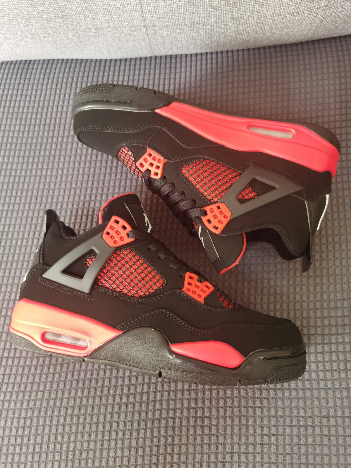 Retro Sneakers, Black Red Colorway, Lace Up Design, Casual Gift for Sneaker Fans