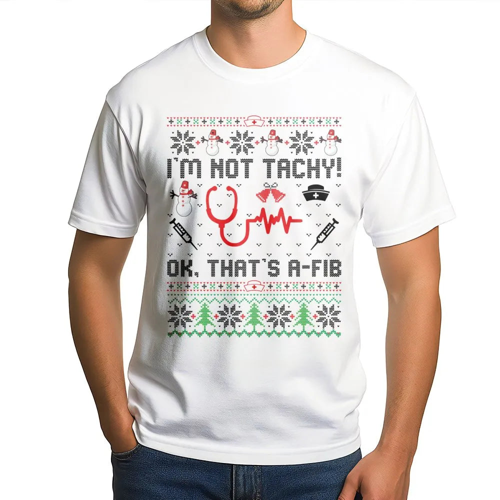 Humorous Medical Ugly Sweater Shirt, Nurse Christmas T-Shirt, Holiday Doctor Tee, Adorable Hospital Staff Graphic T-Shirt, Xm