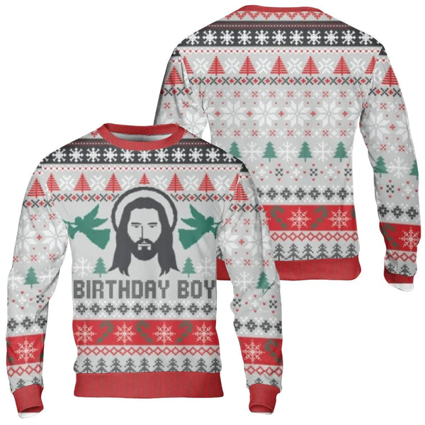 Go Jesus It's Your Birthday Holiday Sweater, Jesus Birthday Boy Ugly Christmas Sweatshirt, Humorous Religious Xmas Pullover C