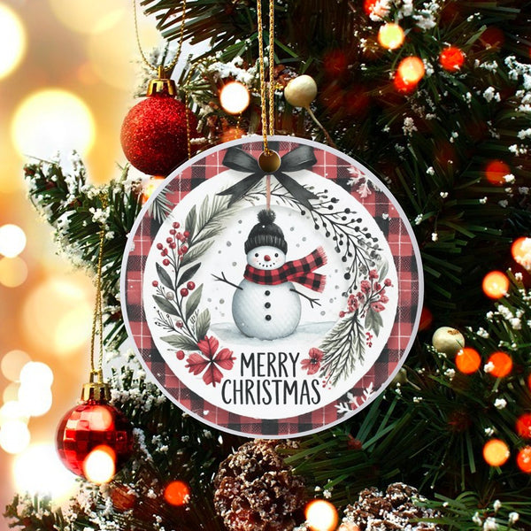 Winter Holiday Ornament, Watercolor Snowman Christmas Ornament, Adorable Festive Snowman Ornament, Comfy Seasonal Xmas Tree D