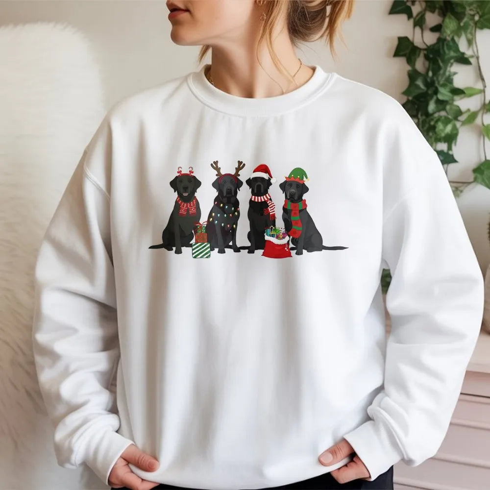 Festive Labrador Retriever Sweatshirt, Christmas Black Lab Sweatshirt, Holiday Dog Lover Sweatshirt, Adorable Xmas Dog Graphi