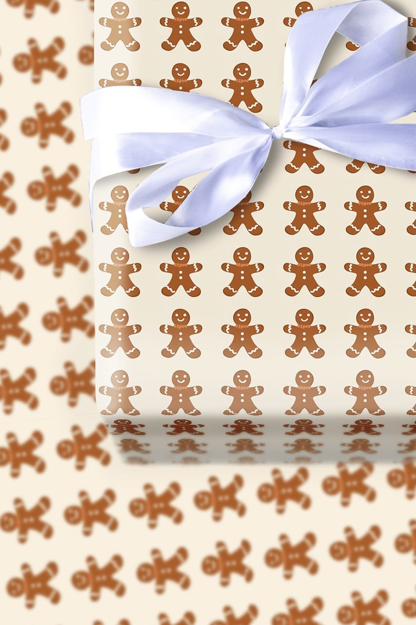 Holiday Cookie Gift Wrap, Gingerbread Man Wrapping Paper, Adorable Christmas Cookie Wrapping Paper, Whimsical Winter Holiday 