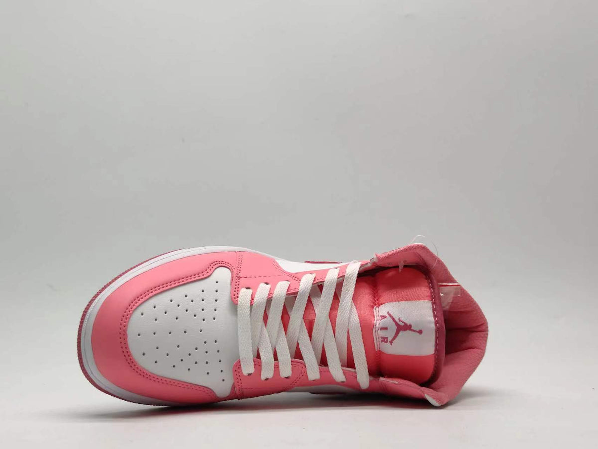 Mid Top Sneakers, White Pink Colorway, Lace Up Design, Casual Gift for Sneaker Fans