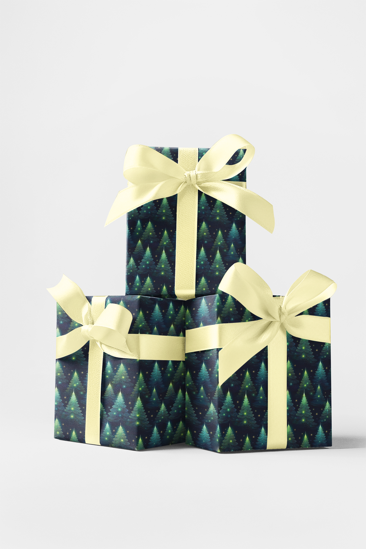 Winter Evergreen Holiday Gift Wrap, Forest Pine Tree Christmas Wrapping Paper, Watercolor Pine Tree Wrapping Paper, Rustic Wi