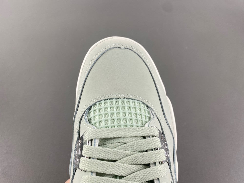 Low Top Sneakers, Green Silver Sail Colorway, Leather Footwear, Lace Up Design, Casual Gift for Sneaker Fans