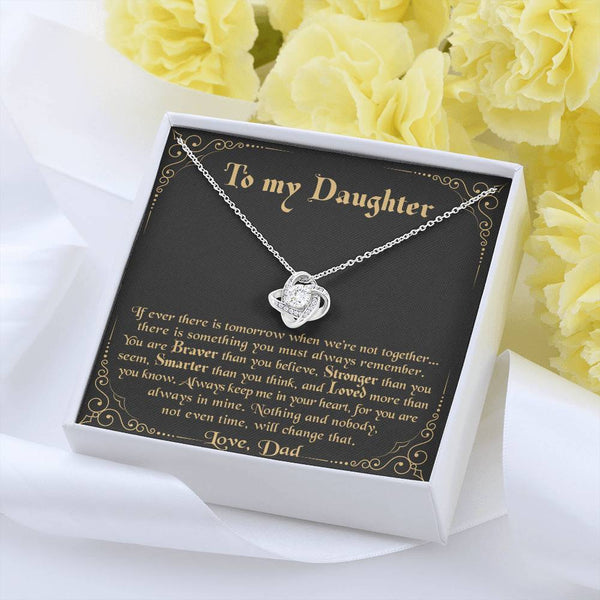 Dad to Daughter Love Knot Pendant, To My Daughter Love Knot Necklace, Cubic Zirconia Love Knot Jewelry, Birthday Christmas Ke