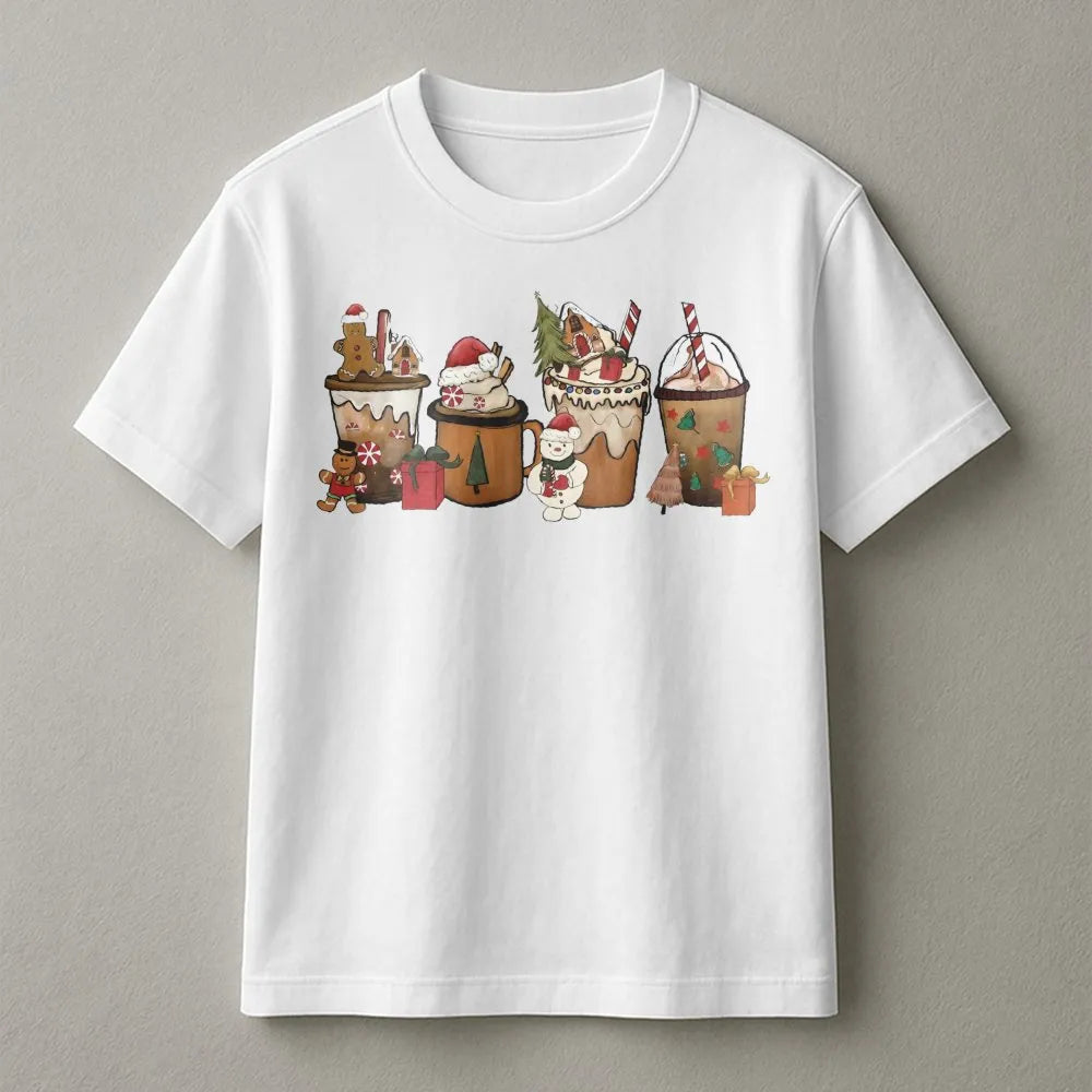 Gingerbread Latte Graphic Shirt, Christmas Coffee T-Shirt, Comfy Winter Cafe Lover Tee, Festive Holiday Apparel, Xmas Coffee 
