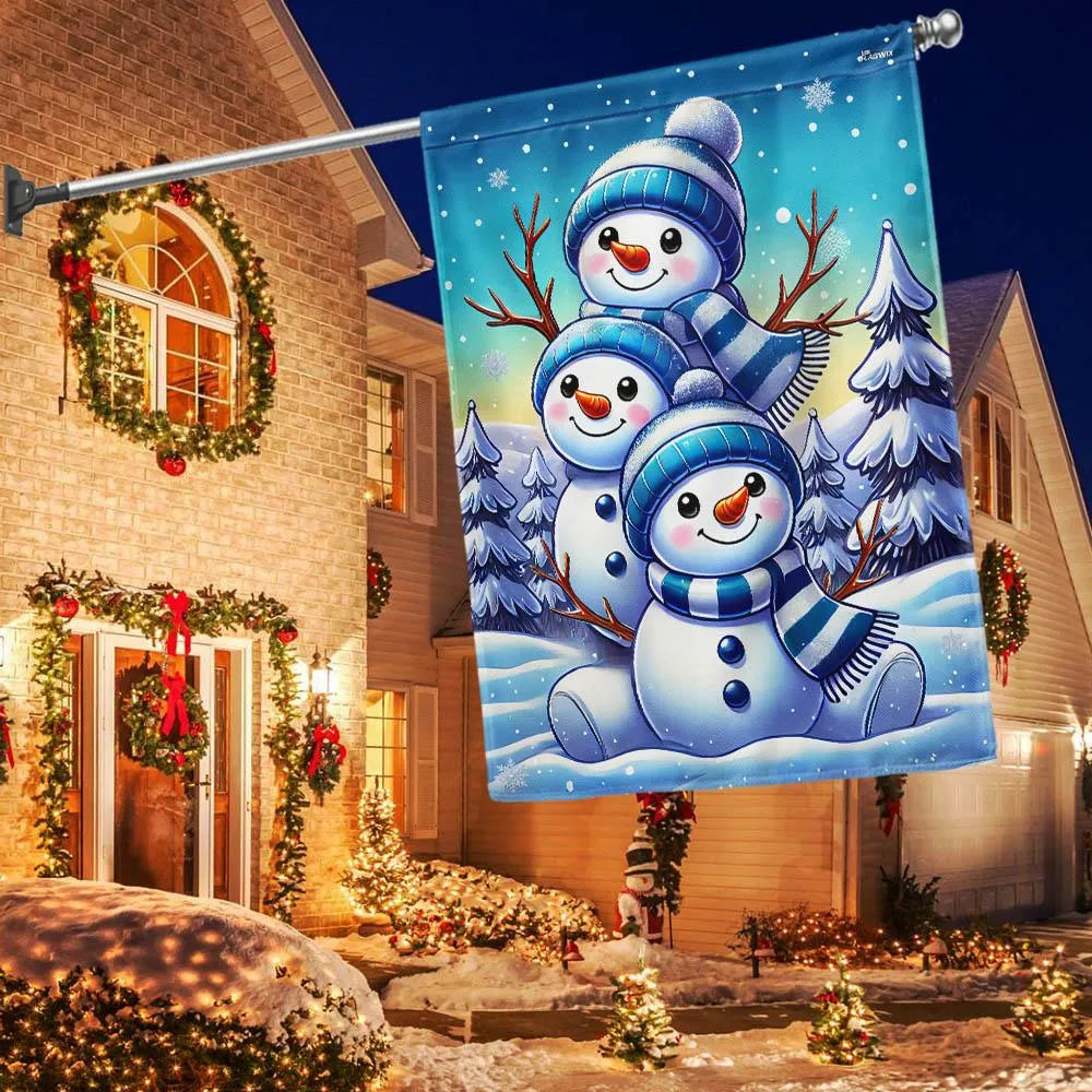 Winter Holiday Yard Flag, Let It Snow Snowman Christmas Garden Flag, Double Sided Festive Lawn Flag, Christmas Porch Banner D