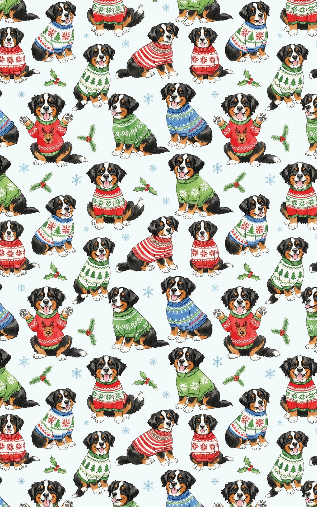 Holiday Sweater Dog Gift Wrap, Bernese Mountain Dog Christmas Wrapping Paper, Adorable Berner Xmas Wrapping Paper, Dog Lover 