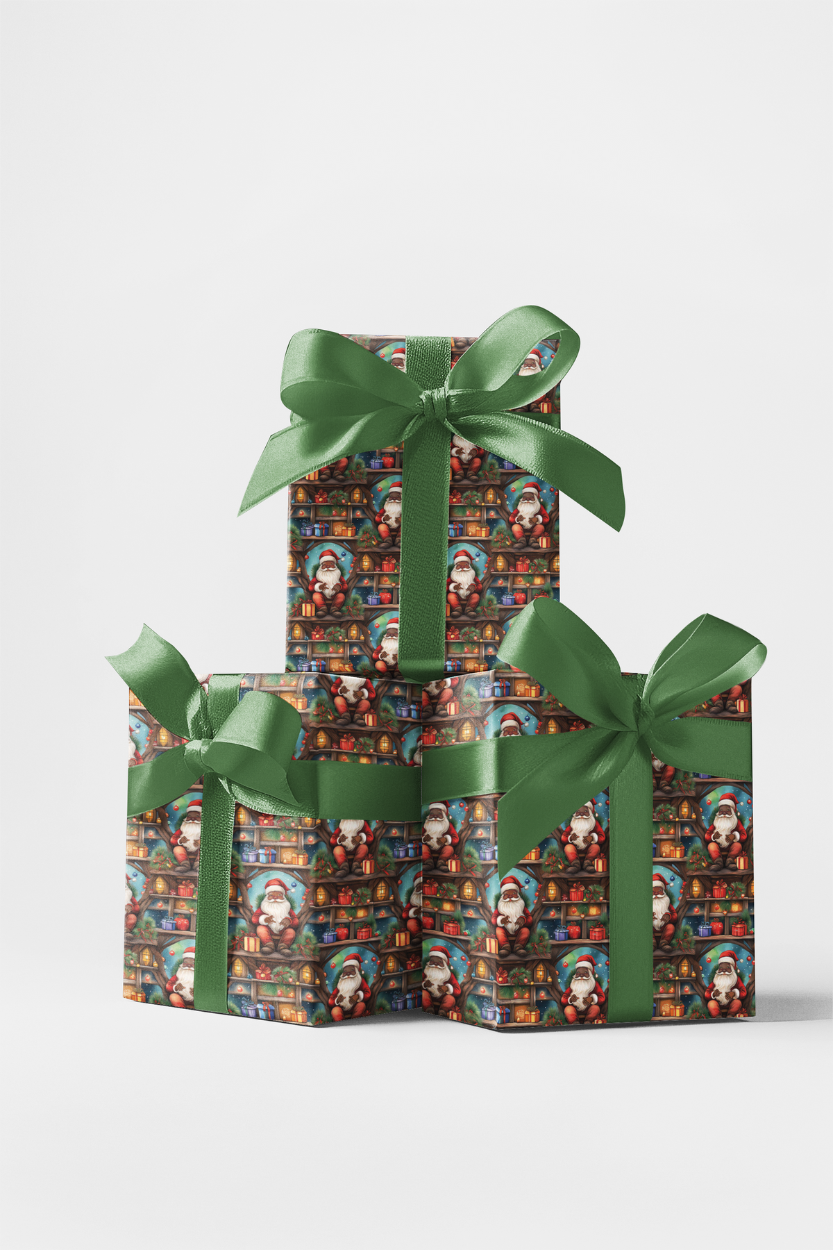 Treehouse Holiday Gift Wrap, Santa Tree Fort Christmas Wrapping Paper, Santa Clubhouse Wrapping Paper, Festive Xmas Gift Wrap