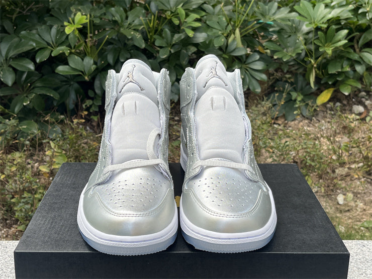 High Top Golf Shoes, White Silver Colorway, Lace Up Design, Casual Gift for Shoe Lovers