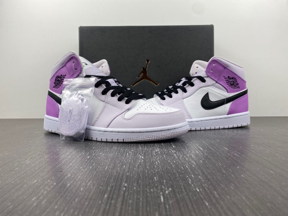 Mid Top Sneakers, White Black Purple Colorway, Lace Up Design, Casual Gift for Sneaker Fans