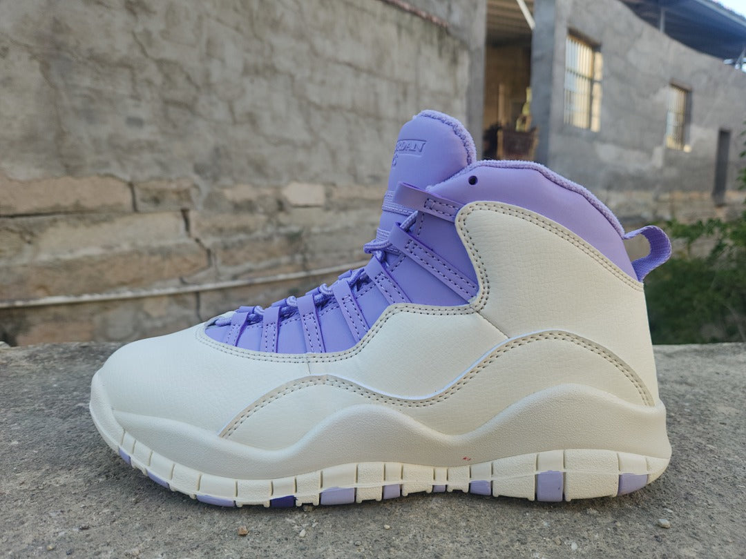 High Top Sneakers, White Purple Colorway, Lace Up Design, Casual Gift for Sneaker Fans