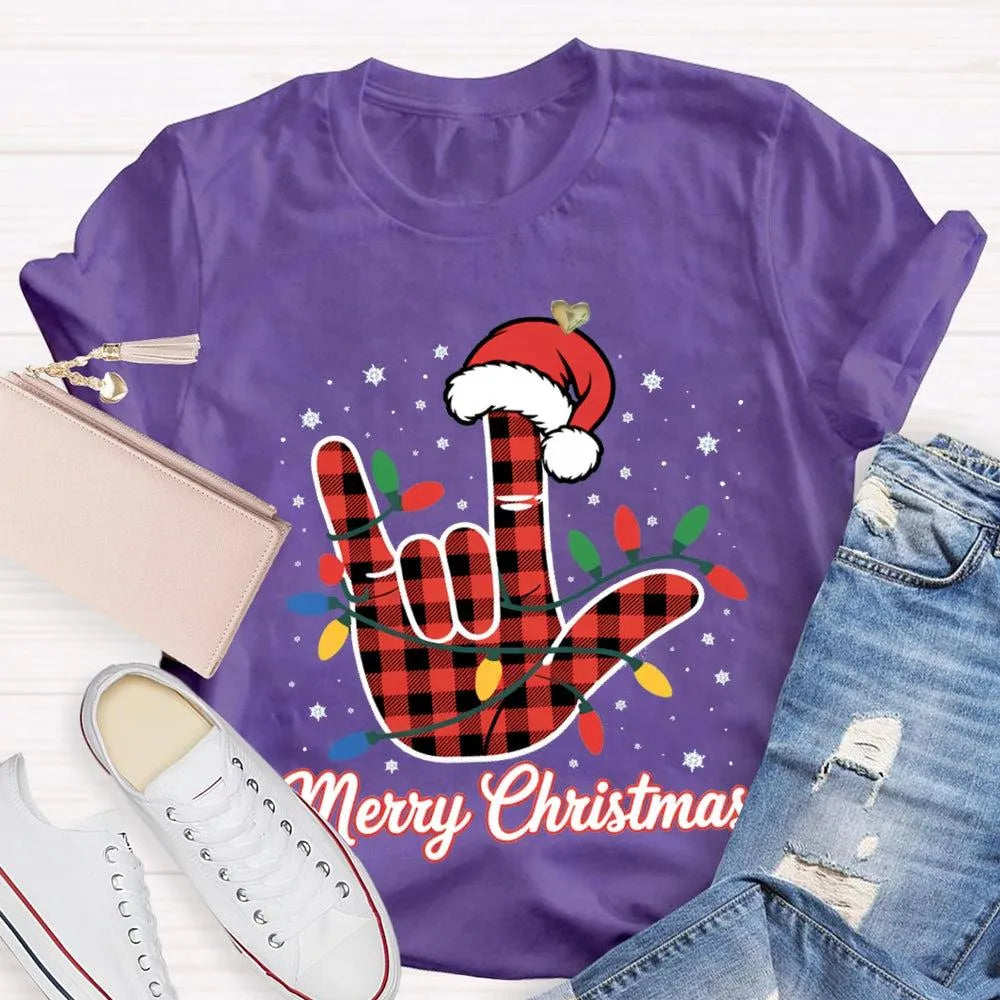 Festive Holiday Lights Shirt, Christmas Santa Hats and Lights T-Shirt, Adorable Xmas Graphic Tee, Comfy Winter Holiday Shirt,