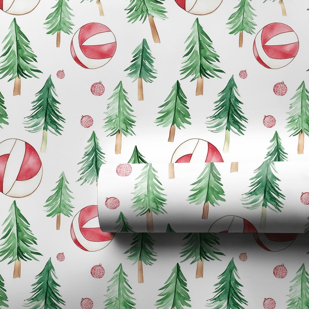 Watercolor Beach Ball Gift Wrap, Coastal Christmas Beach Wrapping Paper, Tropical Holiday Present Paper, Summer Xmas Wrapping