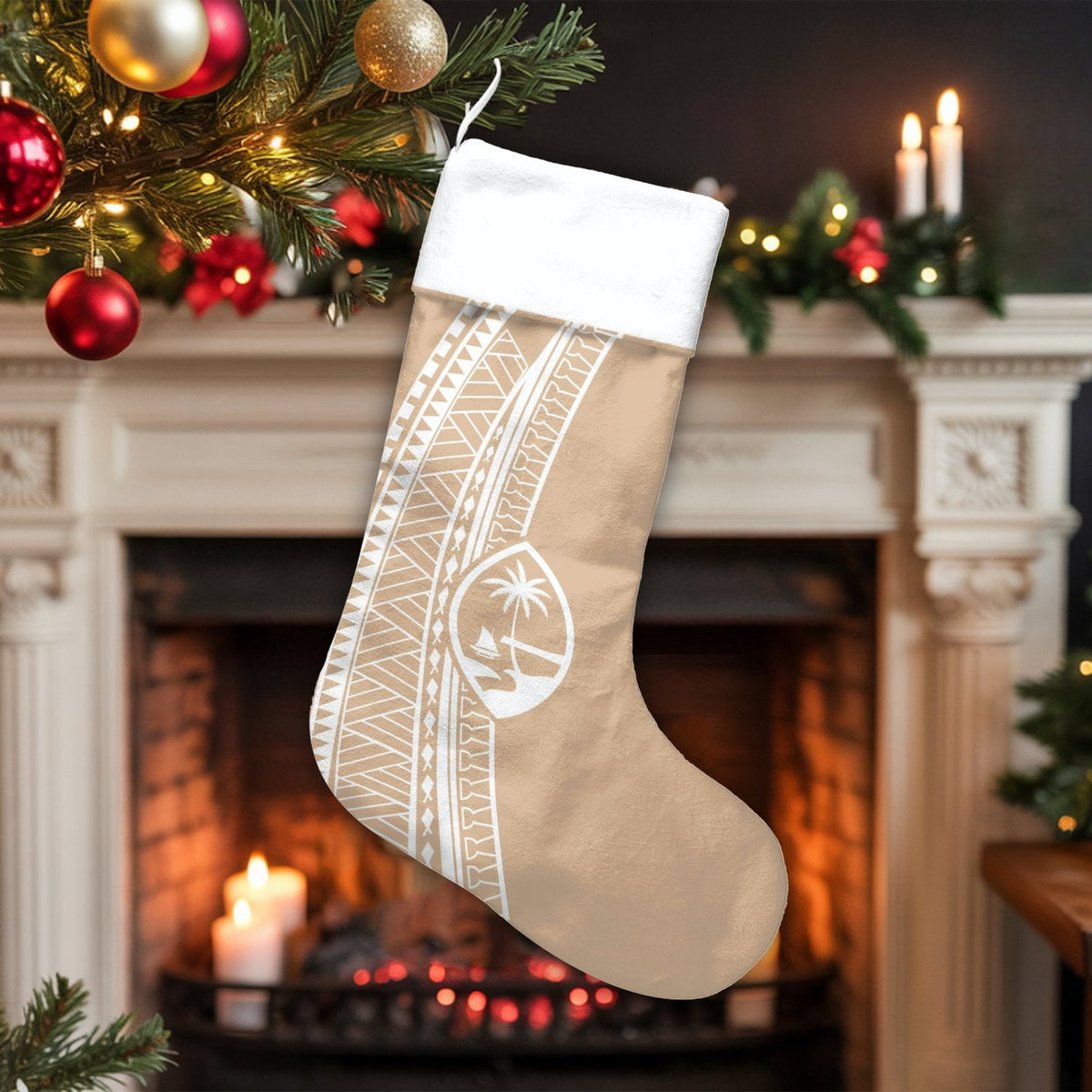 Polynesian Tribal Pattern Christmas Stocking, Personalized Guam Christmas Stocking, Island Heritage Holiday Stocking, Chamorr