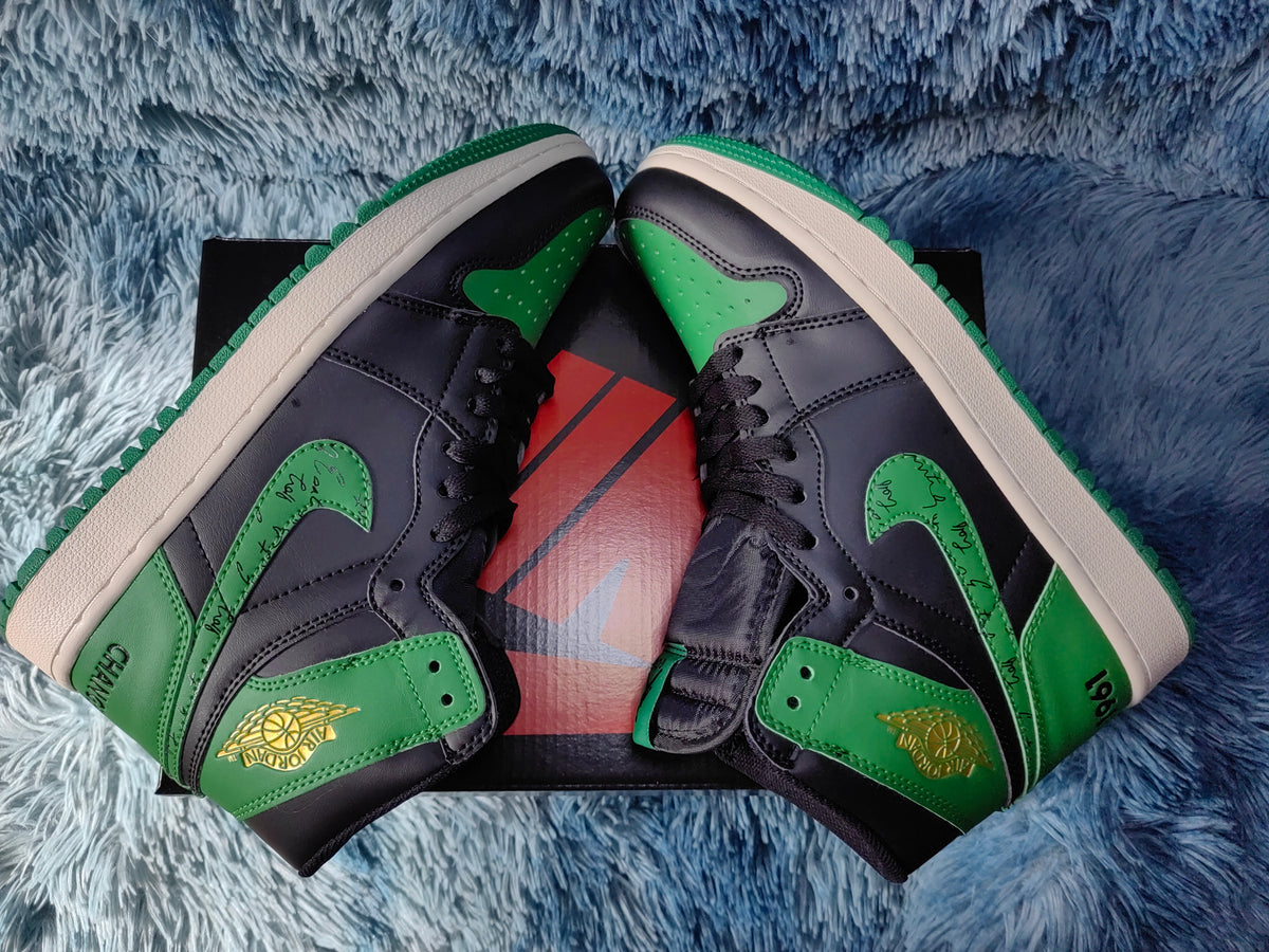 Golf Shoes, Black Green Colorway, Lace Up Design, Casual Gift for Shoe Lovers