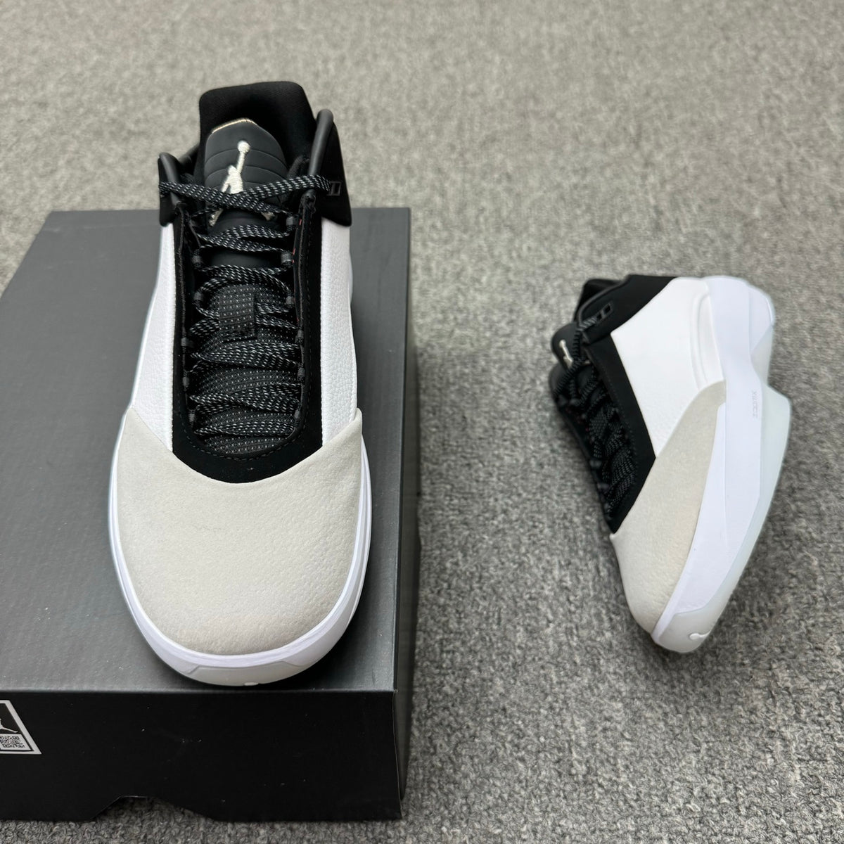 Low Top Basketball Shoes, White Black Gray Colorway, Lace Up Design, Casual Gift for Shoe Lovers