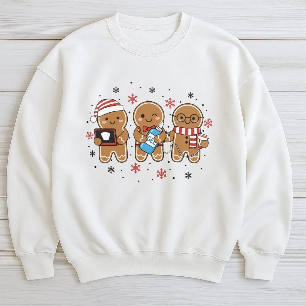 Gingerbread Sonographer Sweater, Ultrasound Tech Christmas Sweatshirt, Radiology Holiday Crewneck, Medical Sonography Xmas Pu