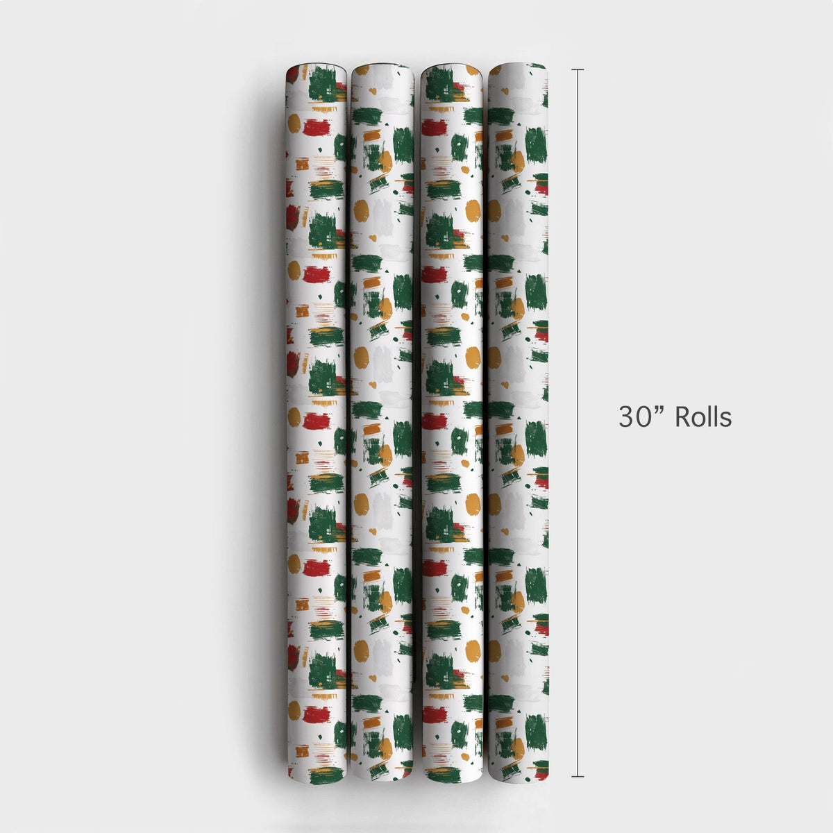 Brush Stroke Holiday Gift Wrap, Abstract Christmas Wrapping Paper, Modern Red Green Present Wrap, Festive Xmas Wrapping Paper