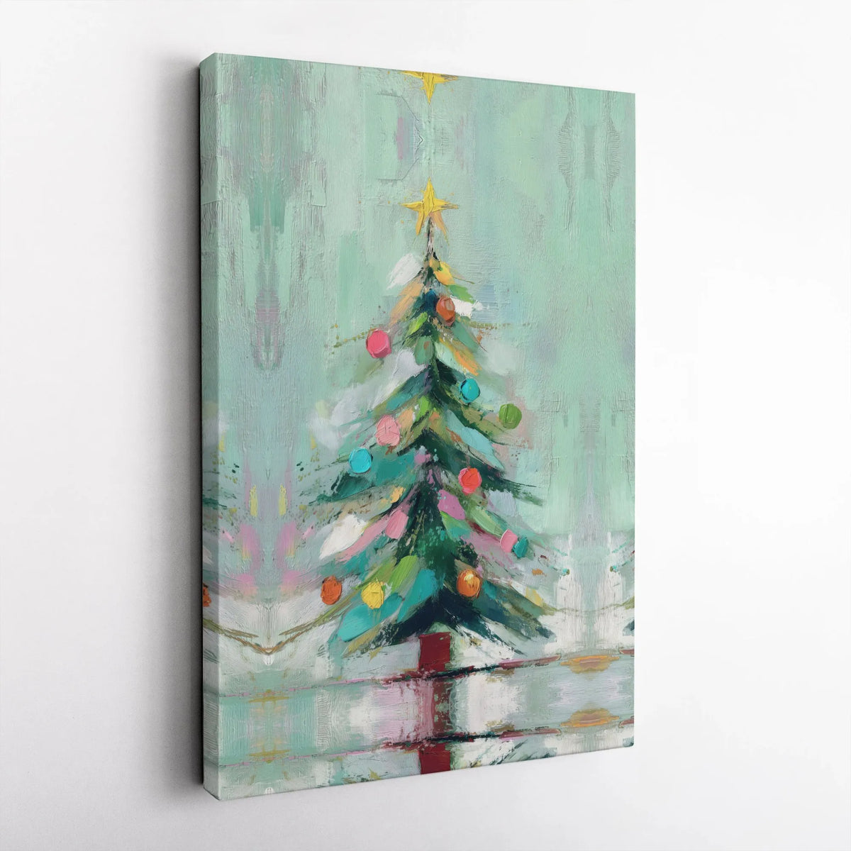 Colorful Modern Holiday Canvas Print, Abstract Christmas Tree Digital Wall Art, Festive Winter Home Decor, Printable Canvas W