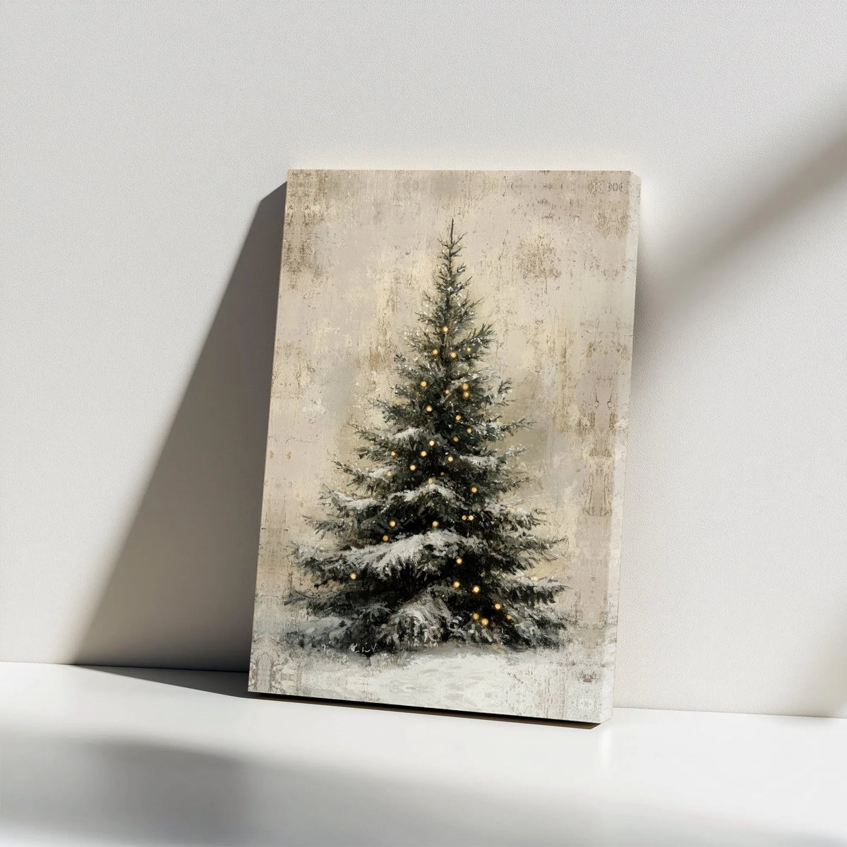Snow Covered Pine Canvas Print, Rustic Christmas Tree Canvas Wall Art, Winter Holiday Canvas, Farmhouse Christmas Wall Decor,