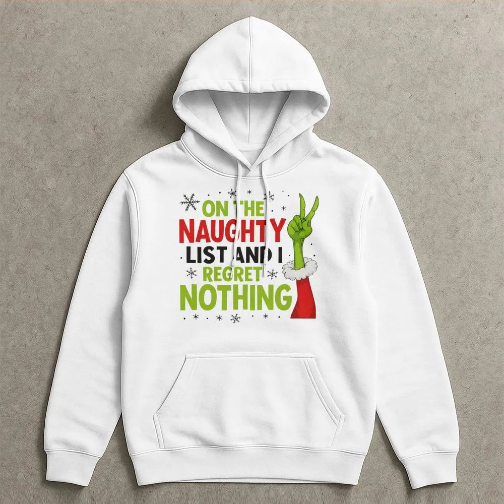 Peace Sign Holiday Sweatshirt, Naughty List Christmas Hoodie, Humorous Naughty List Hoodie, Sarcastic Christmas Hooded Sweate