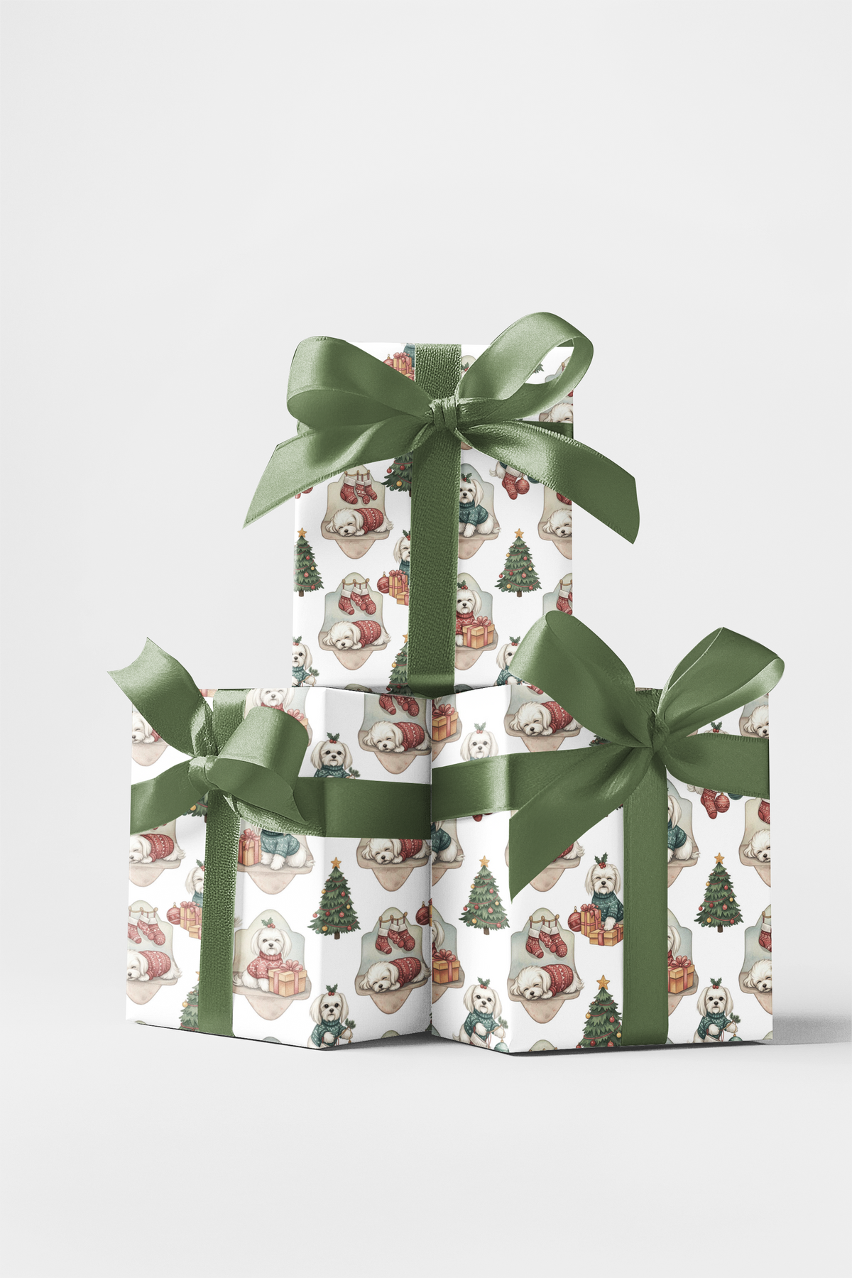 Holiday Sweater Dog Gift Wrap, Maltese Dog Christmas Wrapping Paper, Festive Maltese Wrapping Paper, Maltese Dog Lover Holida