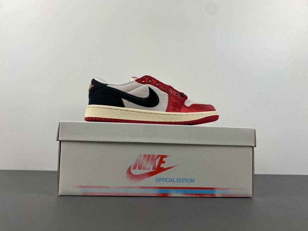 Low Top Sneakers, Red Black Beige Colorway, Lace Up Design, Casual Gift for Sneaker Fans