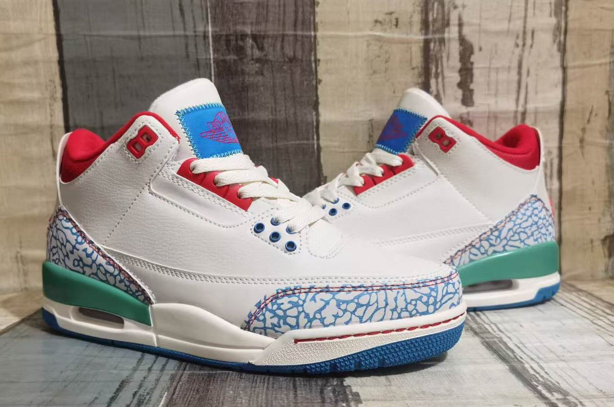 Low Top Sneakers, Off White Blue Red Colorway, Lace Up Design, Casual Gift for Sneaker Fans
