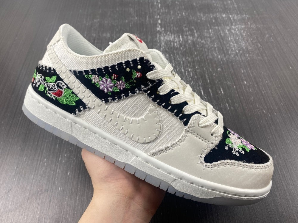 Low Top Sneakers, Black White Colorway, Embroidered Detail, Lace Up Design, Casual Gift for Sneaker Fans