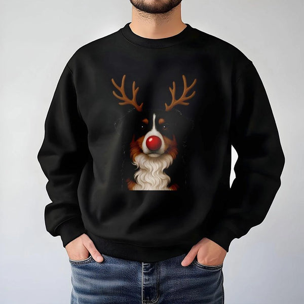 Adorable Reindeer Aussie Dog Crewneck, Australian Shepherd Christmas Sweatshirt, Holiday Dog Lover Pullover, Festive Puppy Sw