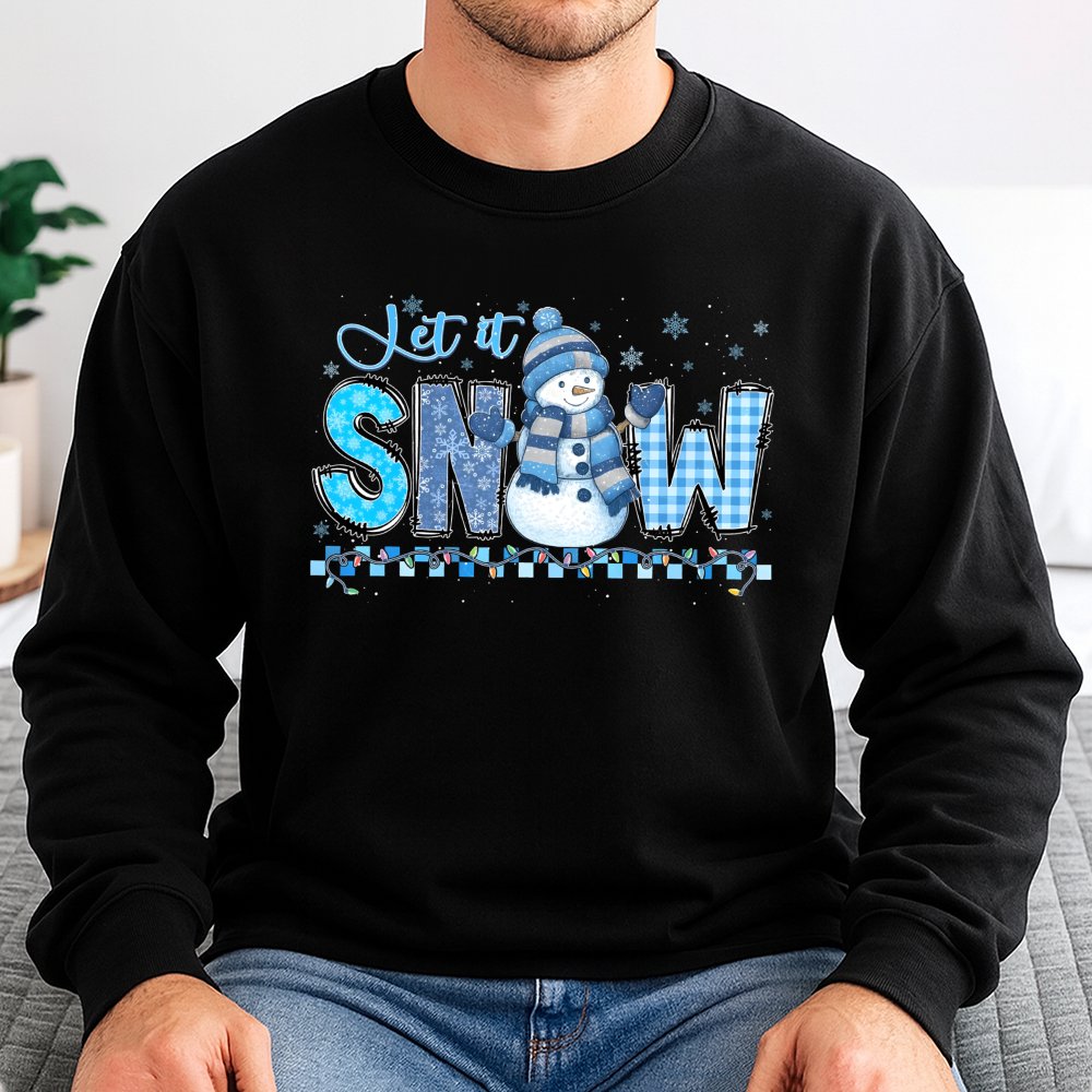 Retro Snowman Graphic Sweater, Let It Snow Christmas Sweatshirt, Winter Holiday Crewneck, Adorable Snowman Pullover, Christma