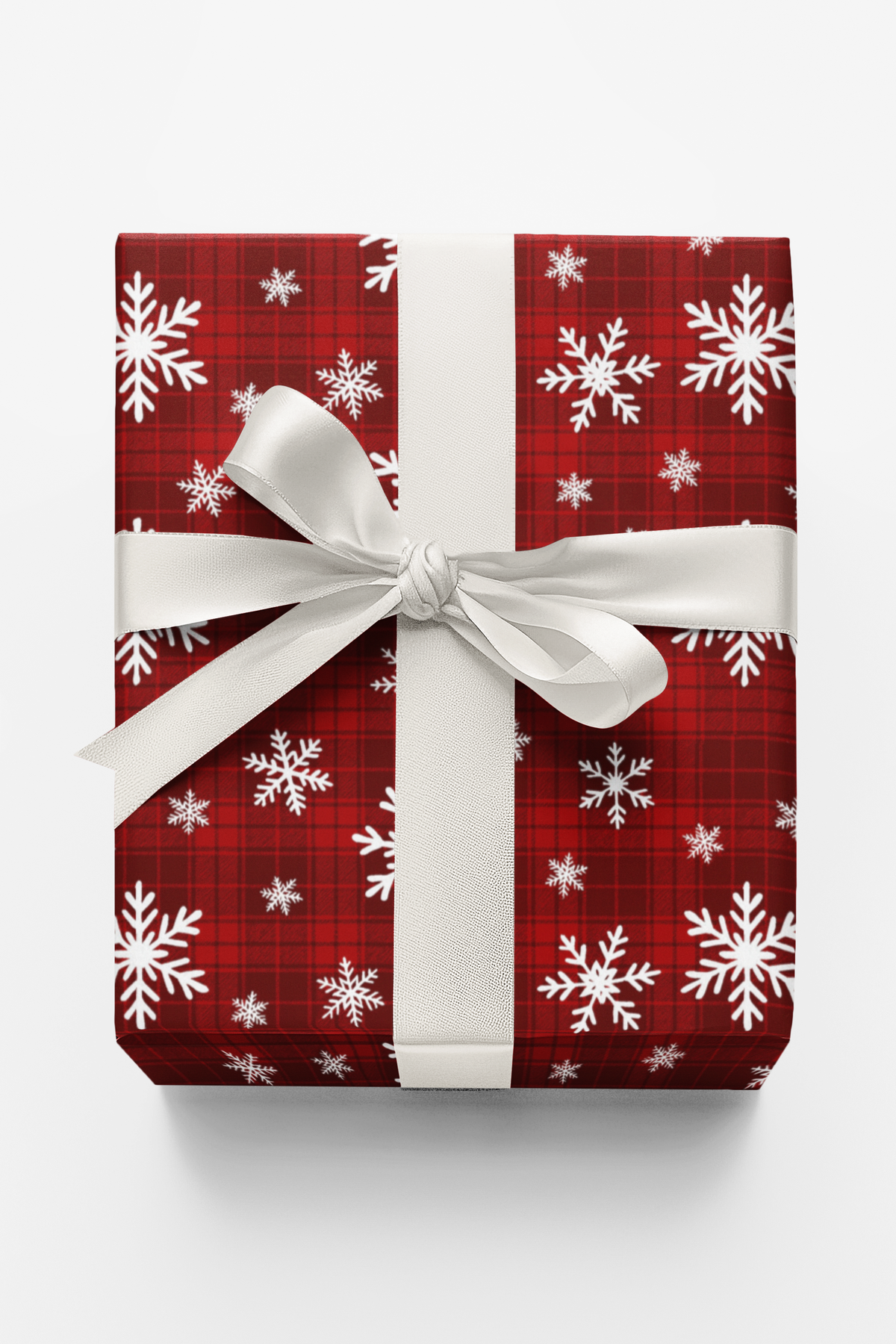 Snowfall Holiday Gift Wrap, Red Plaid Christmas Wrapping Paper, Winter Tartan Present Paper, Comfy Christmas Gift Wrap Roll, 