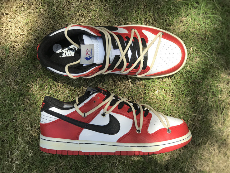 Low Top Sneakers, Red Cream Colorway, Lace Up Design, Casual Gift for Sneaker Fans
