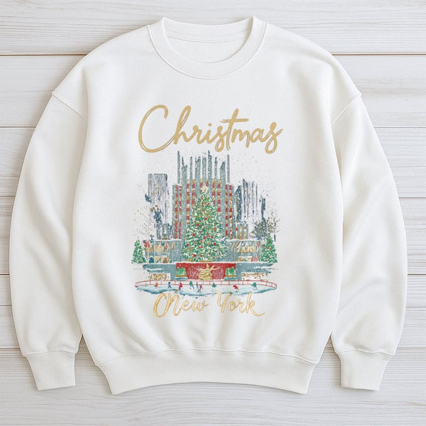 Rockefeller Center Tree Sweatshirt, New York Christmas Sweatshirt, NYC Holiday Travel Sweatshirt, Winter City Crewneck, Girls