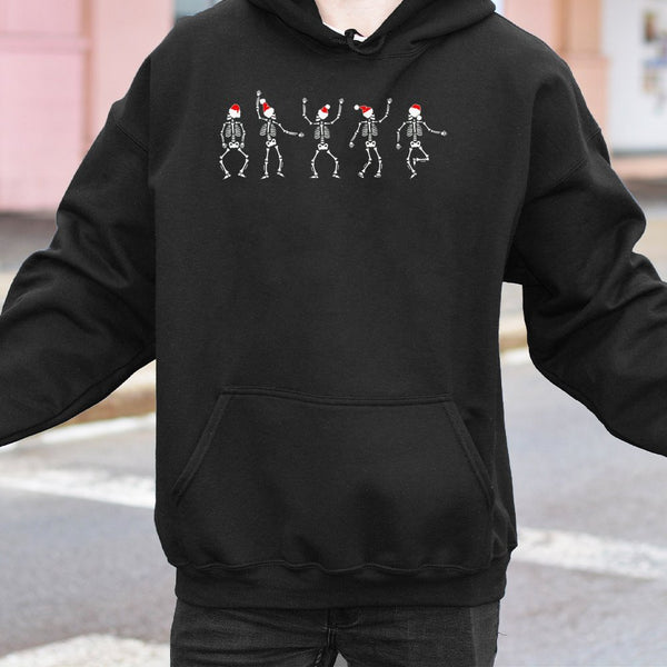 Humorous Ugly Holiday Graphic Hooded Sweatshirt, Dancing Skeleton Christmas Hoodie, Spooky Xmas Skeleton Hoodie, Winter Holid