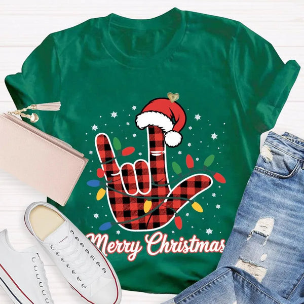 Festive Holiday Lights Shirt, Christmas Santa Hats and Lights T-Shirt, Adorable Xmas Graphic Tee, Comfy Winter Holiday Shirt,