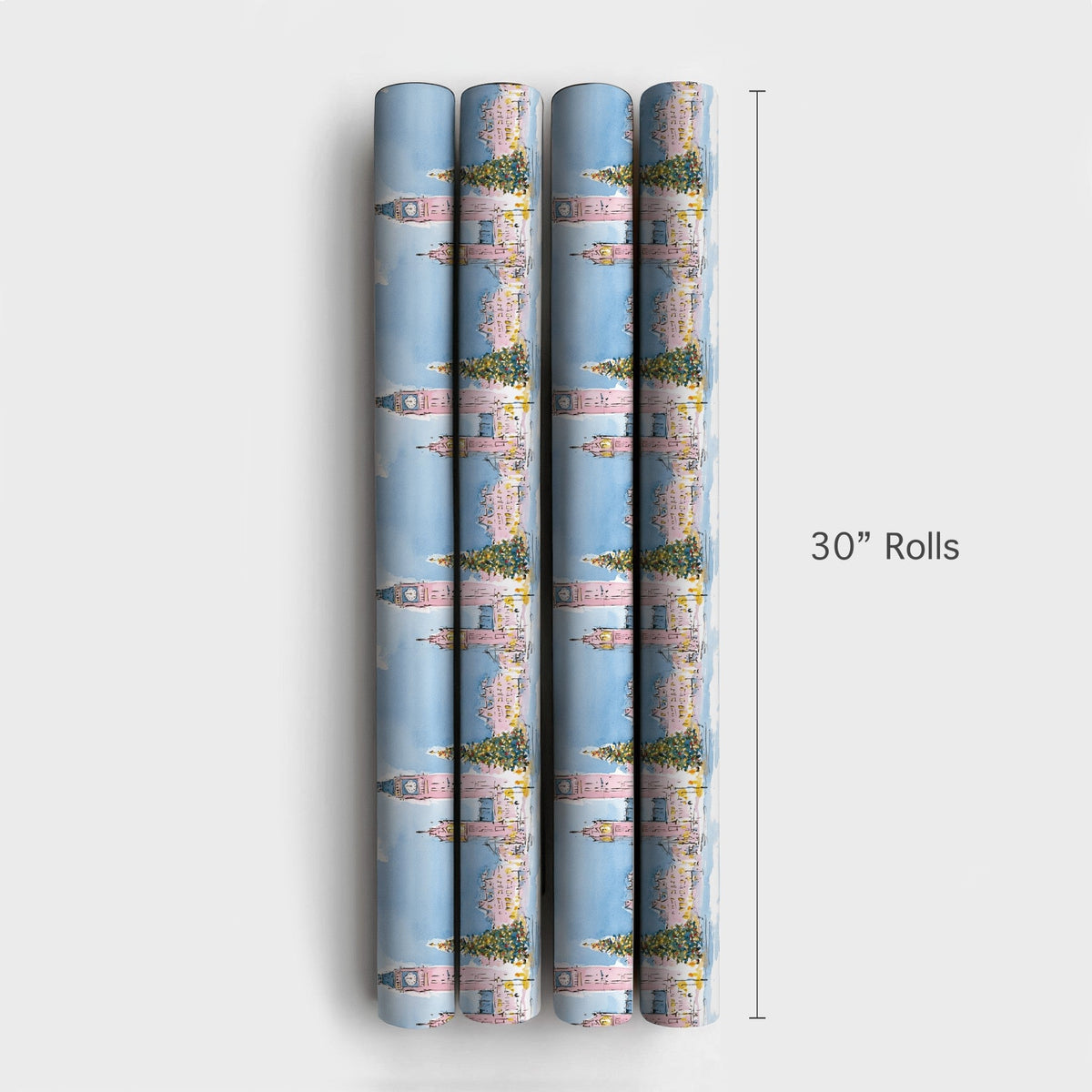Watercolor Winter Cityscape Gift Wrap, London Big Ben Christmas Wrapping Paper, Festive London Holiday Wrapping Paper, Travel