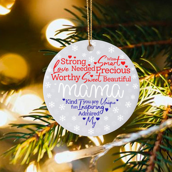 Word Cloud Heart Ceramic Ornament, Mama Christmas Ornament, Mom Tree Ornament, Holiday Keepsake for Mother, Meaningful Xmas P
