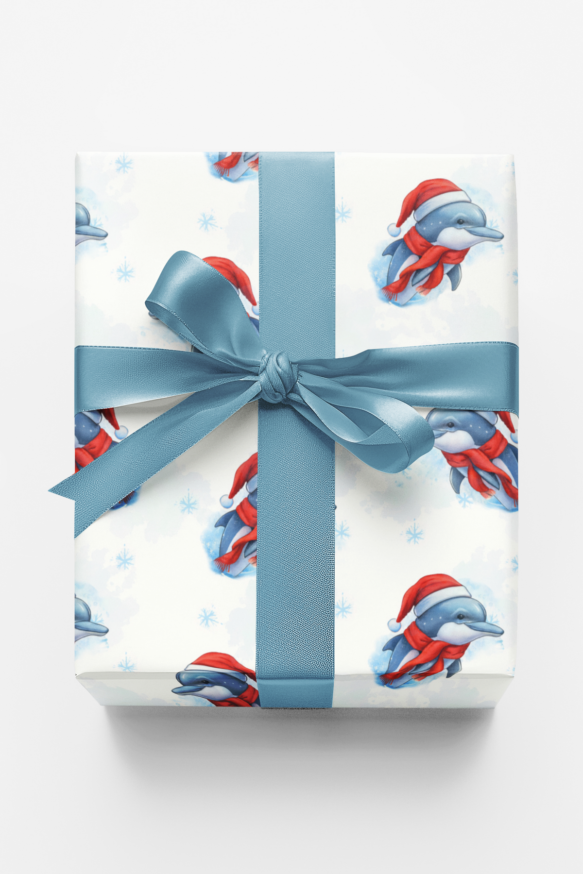 Winter Ocean Holiday Wrapping Paper, Christmas Dolphin Gift Wrapping Paper, Adorable Marine Animal Gift Wrapping Paper, Kids 
